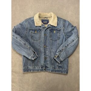 Bass Creek Mens Sherpa Lined Denim Jacket Blue Jean Trucker Size Medium